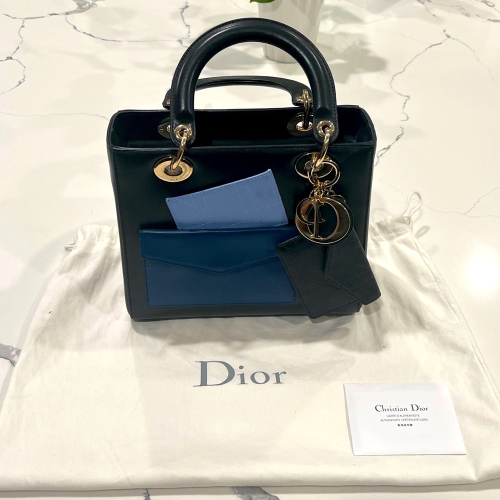 SOLD Christian Dior Leather Navy Blue Bag